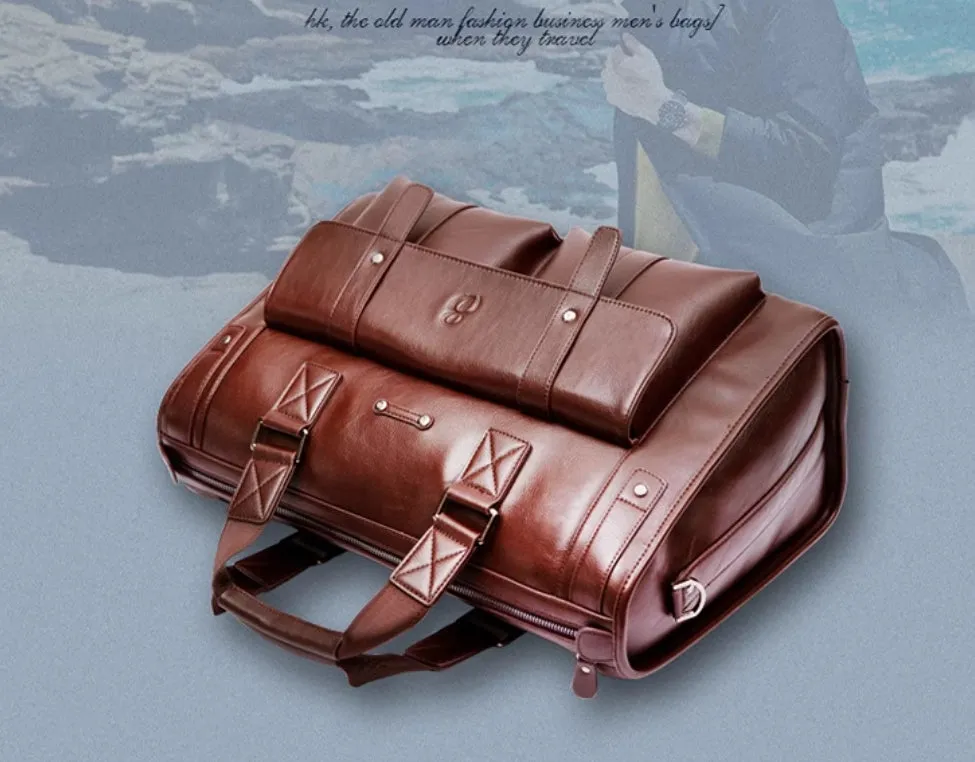 First layer cowhide business travel handbag men's bag fashion large capacity leather computer bag office travel briefcase