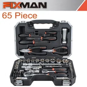 FIXMAN FIXMAN 65 PIECE 1/4' & 1/2' DRIVE SOCKET TOOL SET FIX F1BT65