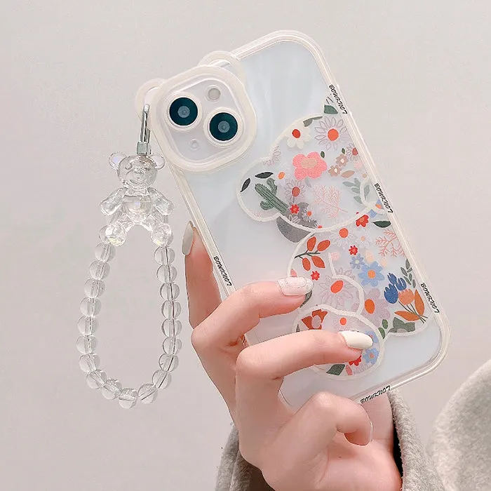 Floral Bear Chain iPhone Case