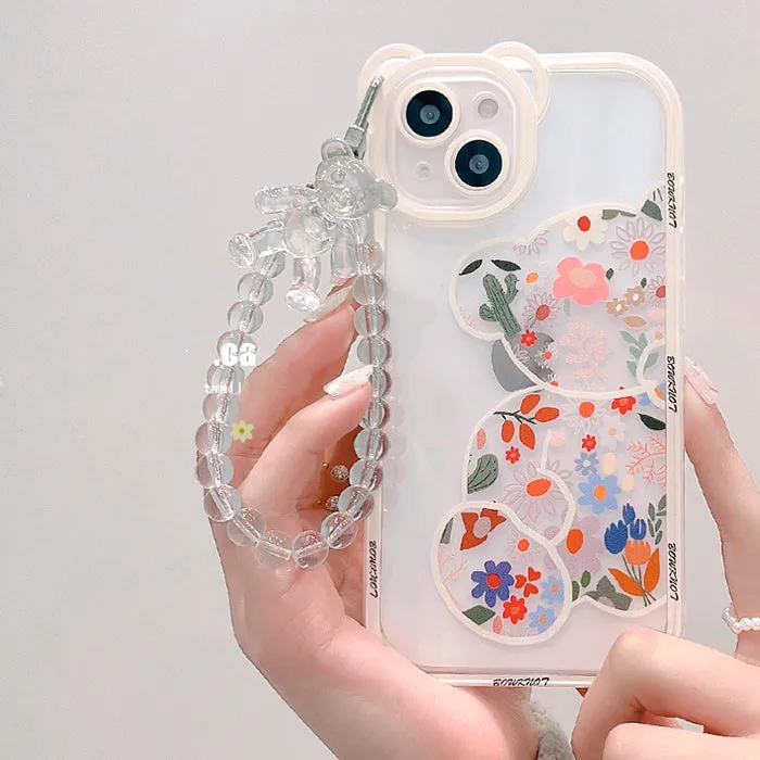 Floral Bear Chain iPhone Case