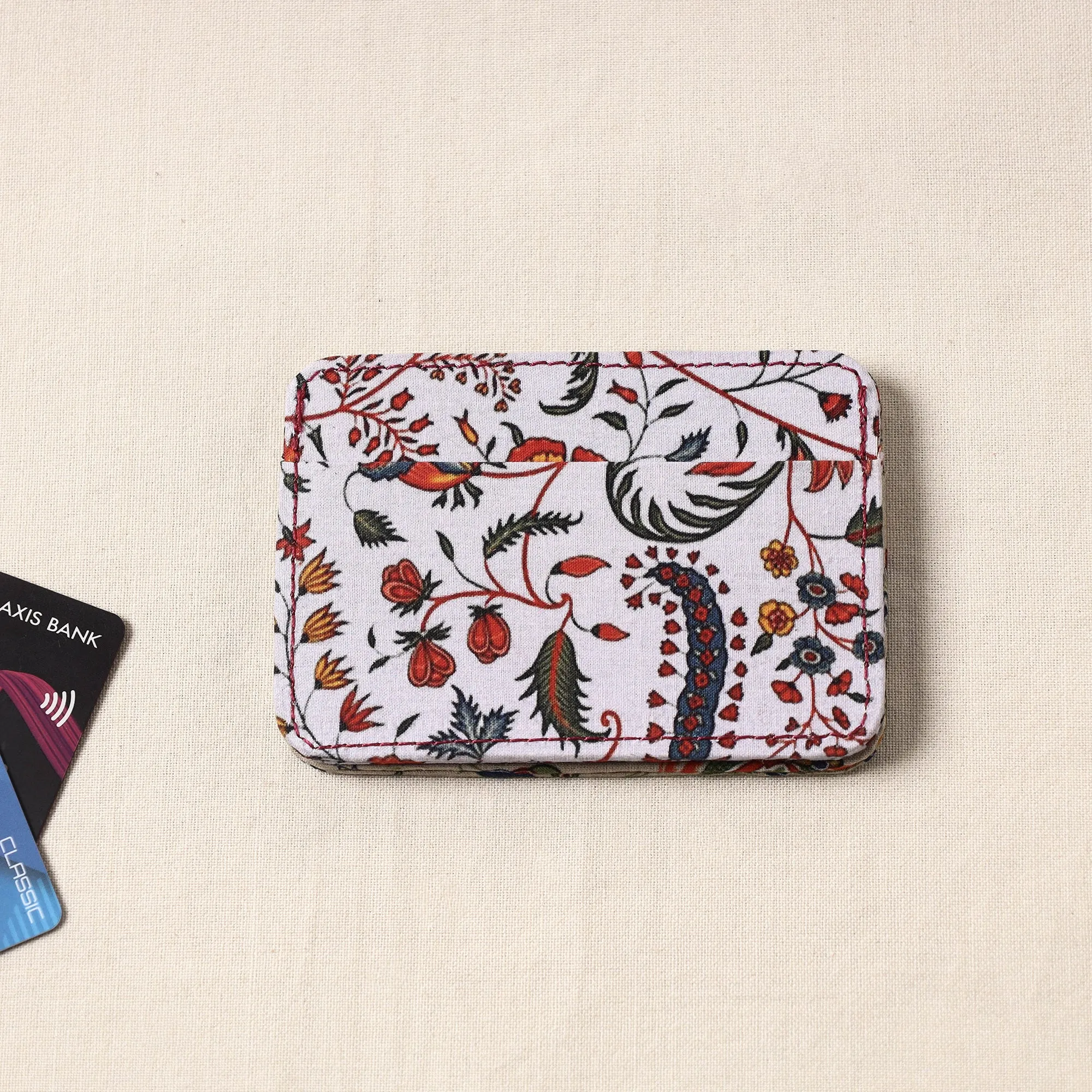 Floral Printed Handcrafted Leather Card Holder