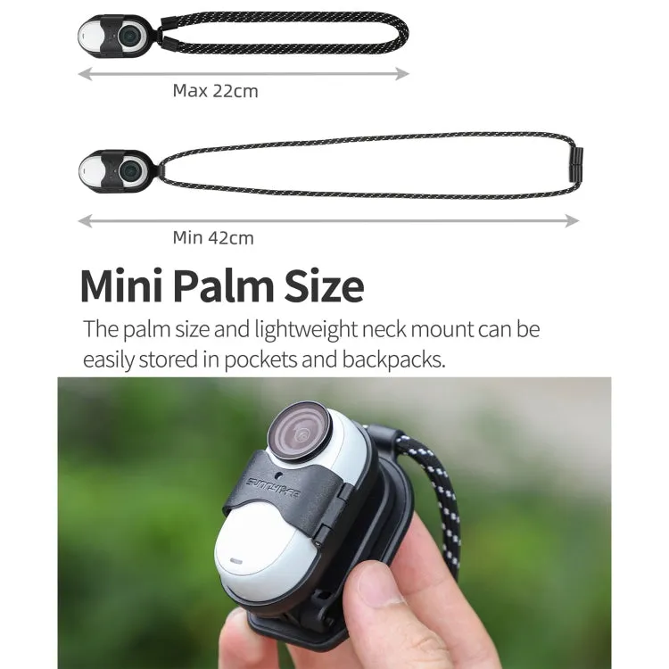 For Insta360 GO 3 Sunnylife Magnetic Neck Mount Chest Body Camera Necklace Lanyard POV Vlog Holder (Black)