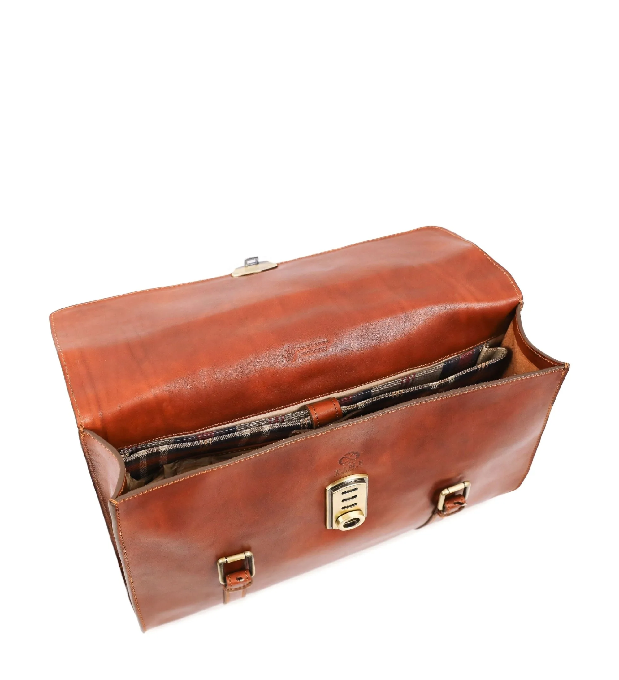 Full Grain Italian Leather Belted Briefcase, Convertible Backpack - The Glass Menagerie