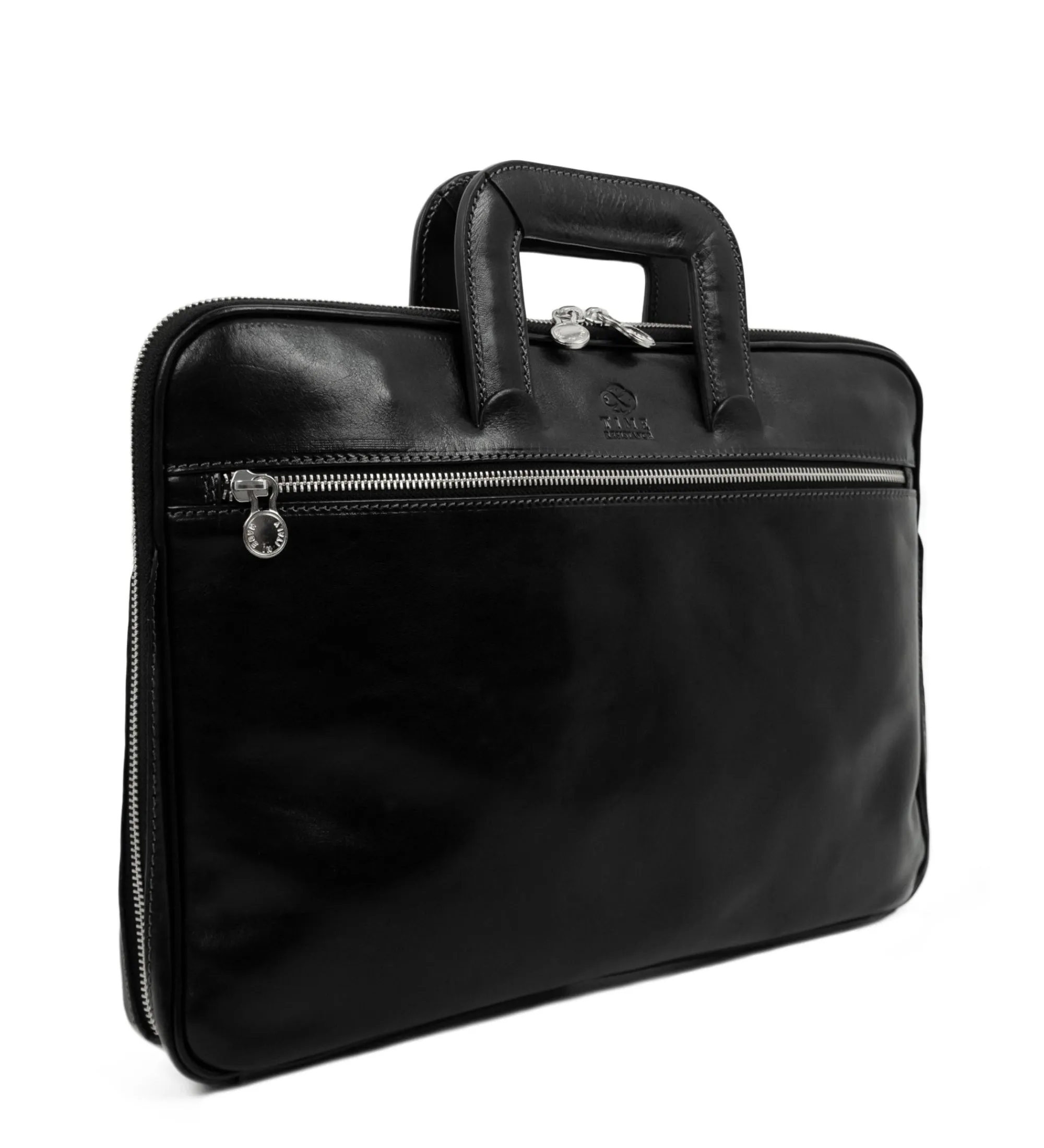 Full Grain Italian Leather Briefcase Laptop Bag - Brave New World