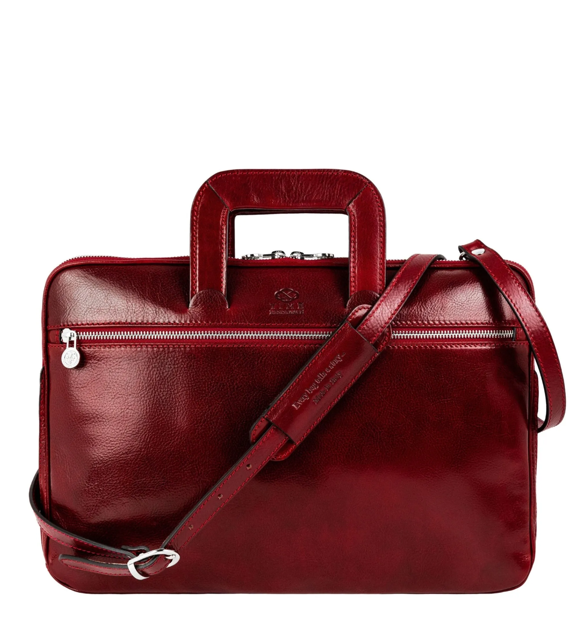 Full Grain Italian Leather Briefcase Laptop Bag - Brave New World