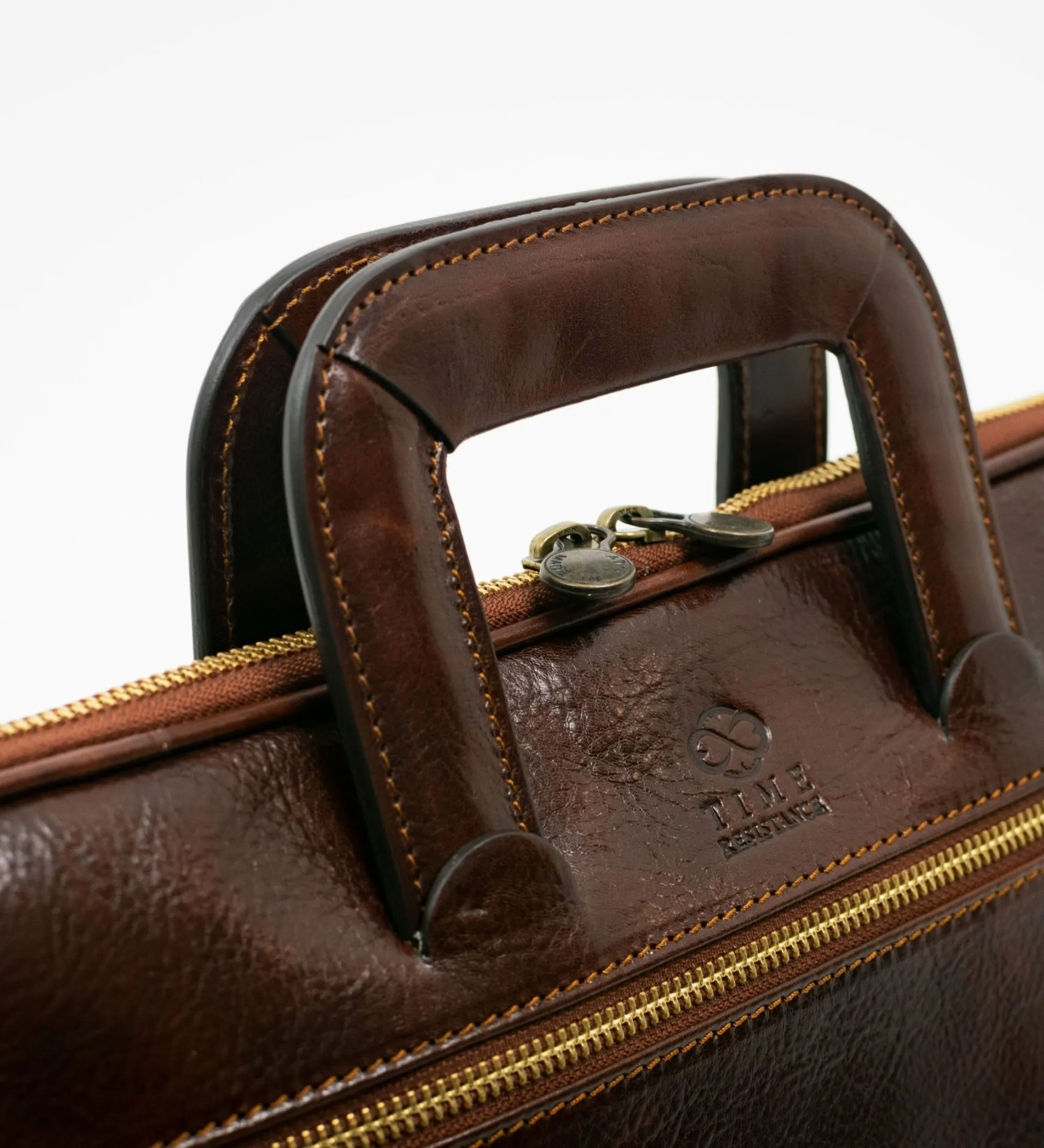 Full Grain Italian Leather Briefcase Laptop Bag - Brave New World