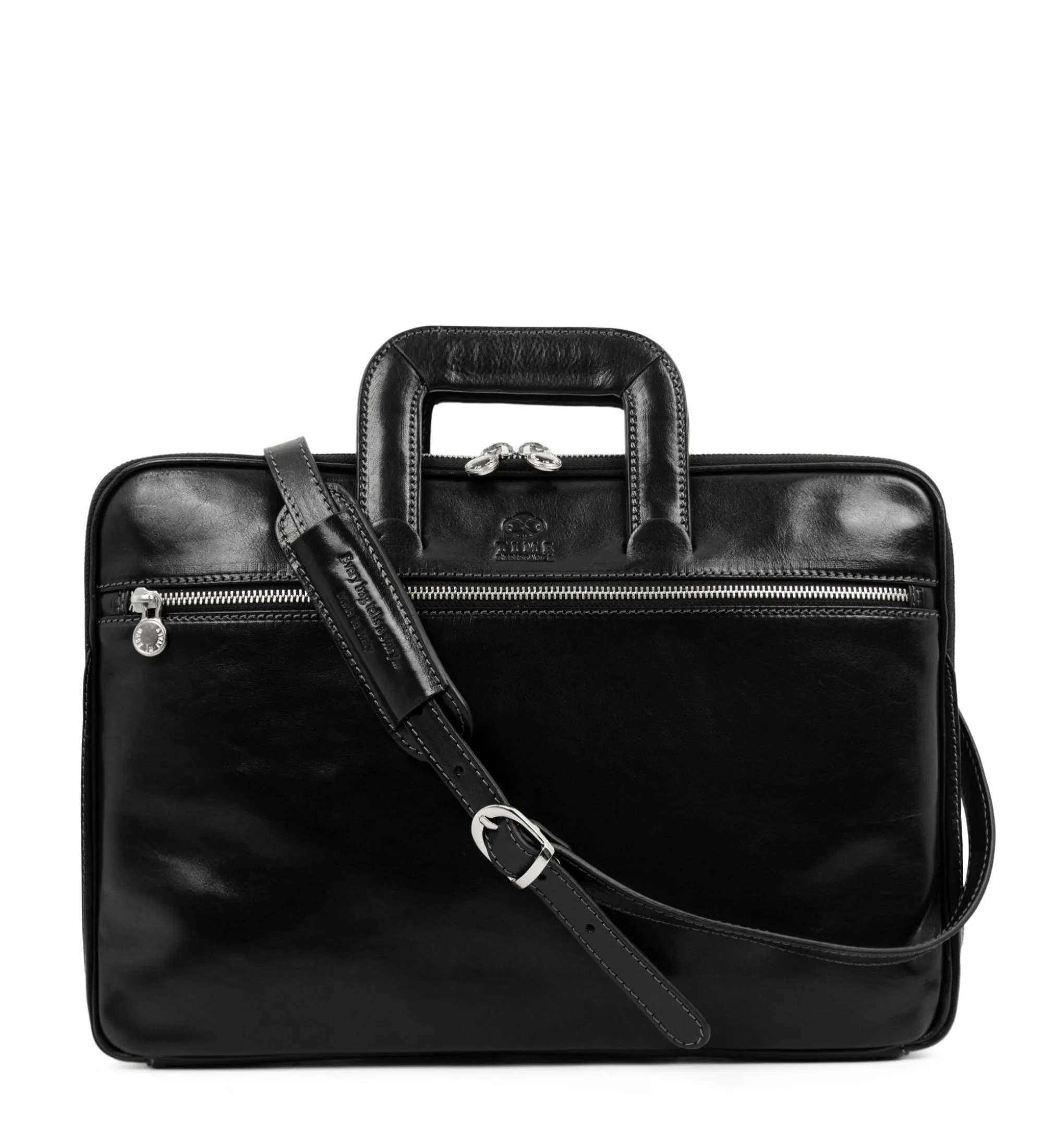 Full Grain Italian Leather Briefcase Laptop Bag - Brave New World