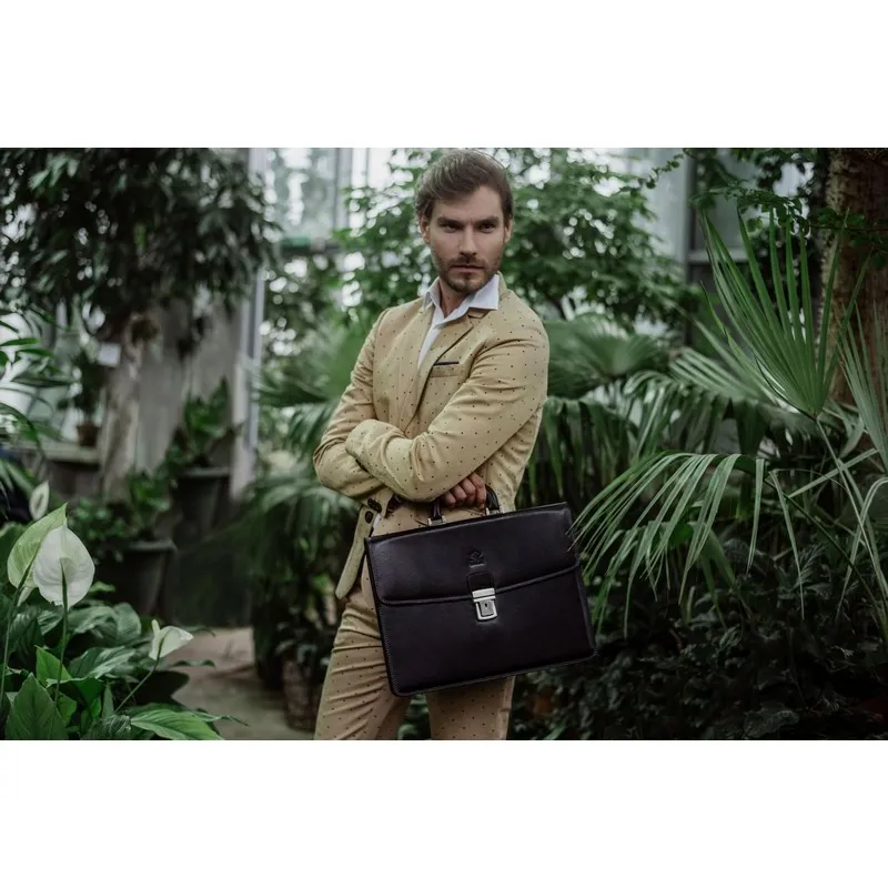 Full Grain Italian Leather Briefcase - The Sound of the Mountain