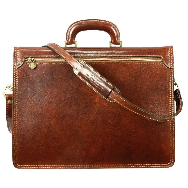 Full Grain Italian Leather Briefcase - The Sound of the Mountain