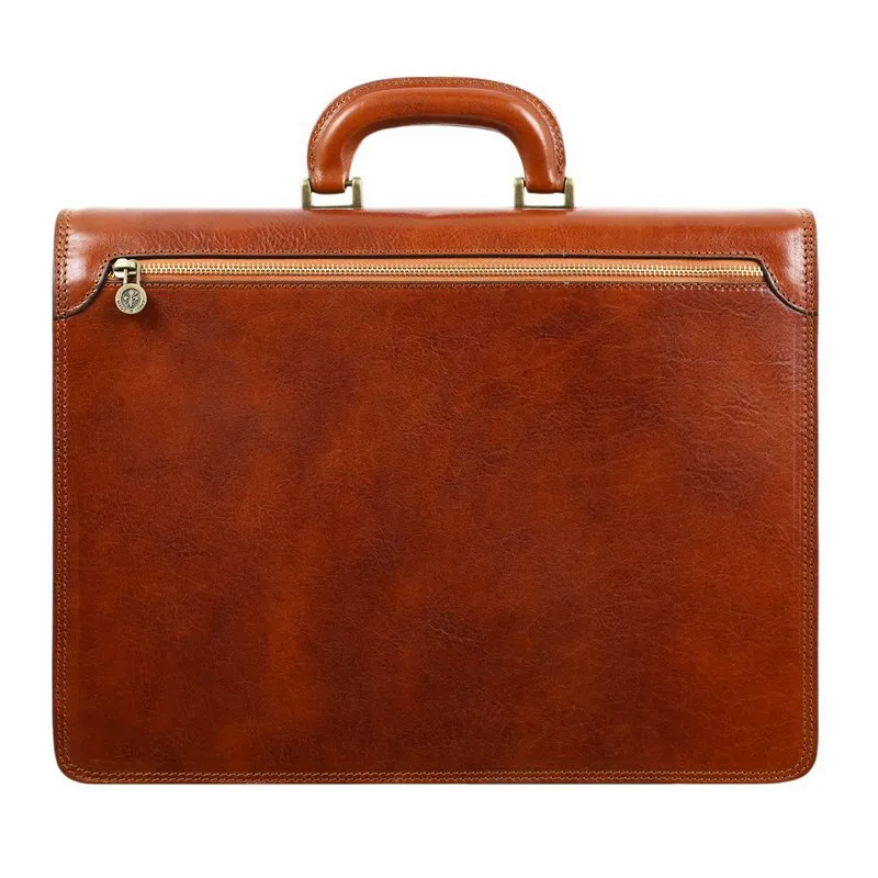 Full Grain Italian Leather Briefcase - The Sound of the Mountain