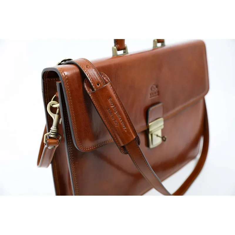 Full Grain Italian Leather Briefcase - The Sound of the Mountain