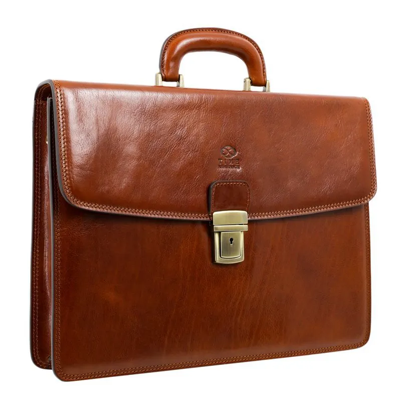 Full Grain Italian Leather Briefcase - The Sound of the Mountain