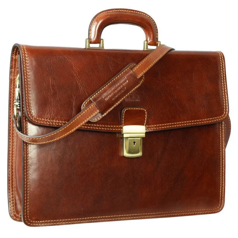 Full Grain Italian Leather Briefcase - The Sound of the Mountain