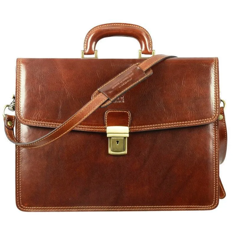 Full Grain Italian Leather Briefcase - The Sound of the Mountain