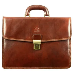 Full Grain Italian Leather Briefcase - The Sound of the Mountain