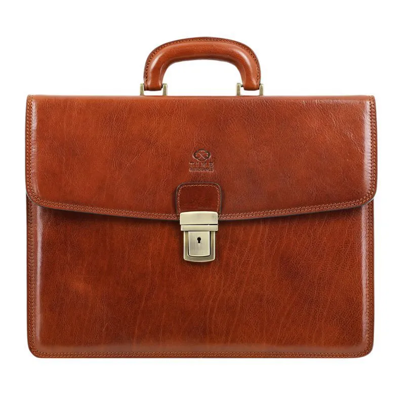 Full Grain Italian Leather Briefcase - The Sound of the Mountain