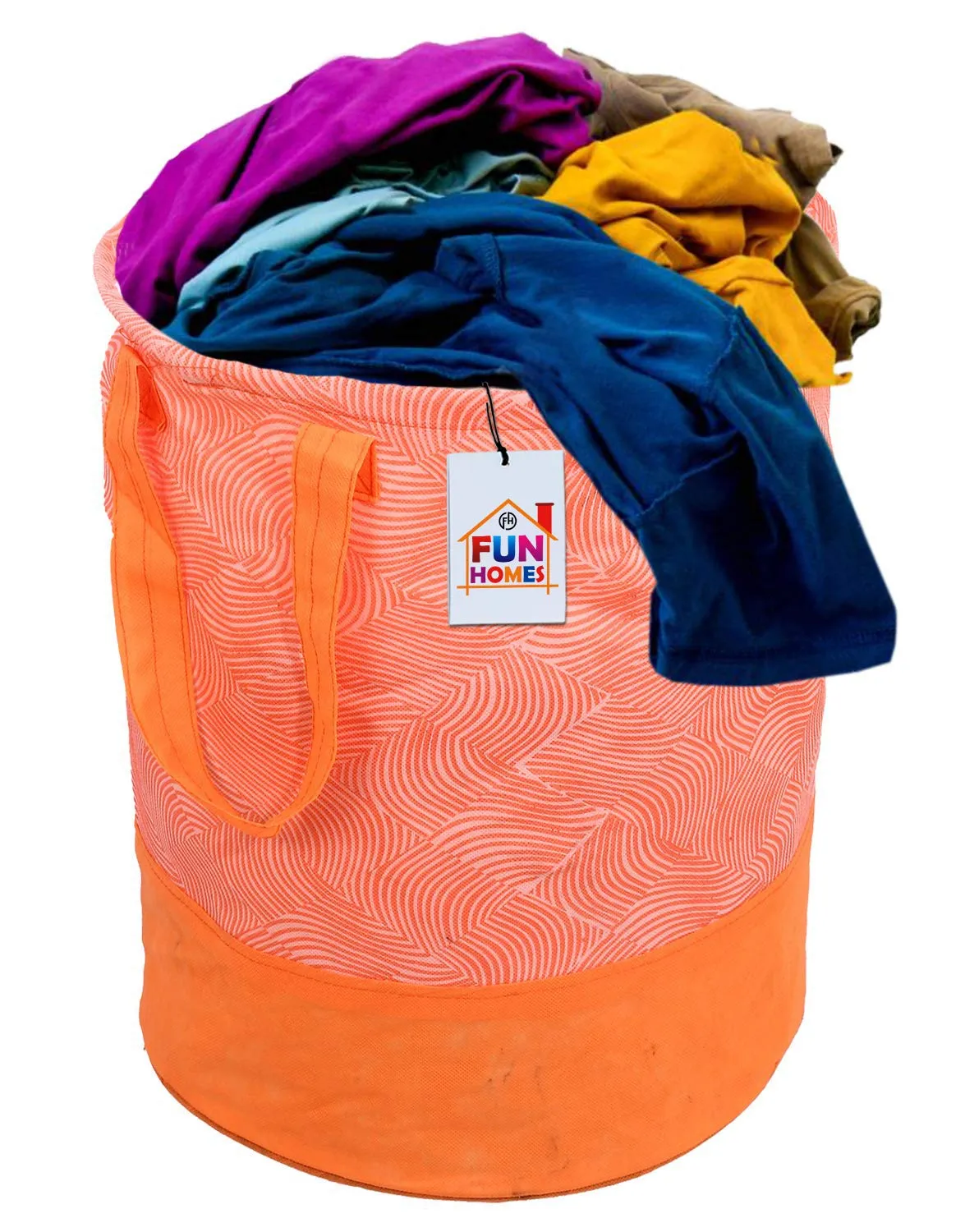 Fun Homes Printed 2 Pieces Waterproof Non-Woven Laundry Bag,Toy Storage,Laundry Basket Organizer 45 L (Pink & Orange)