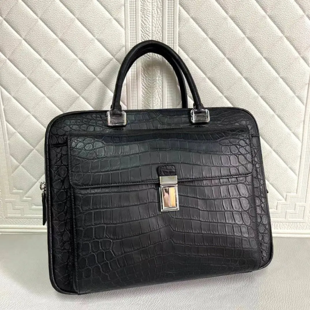 Genuine Crocodile Leather Men's Briefcase