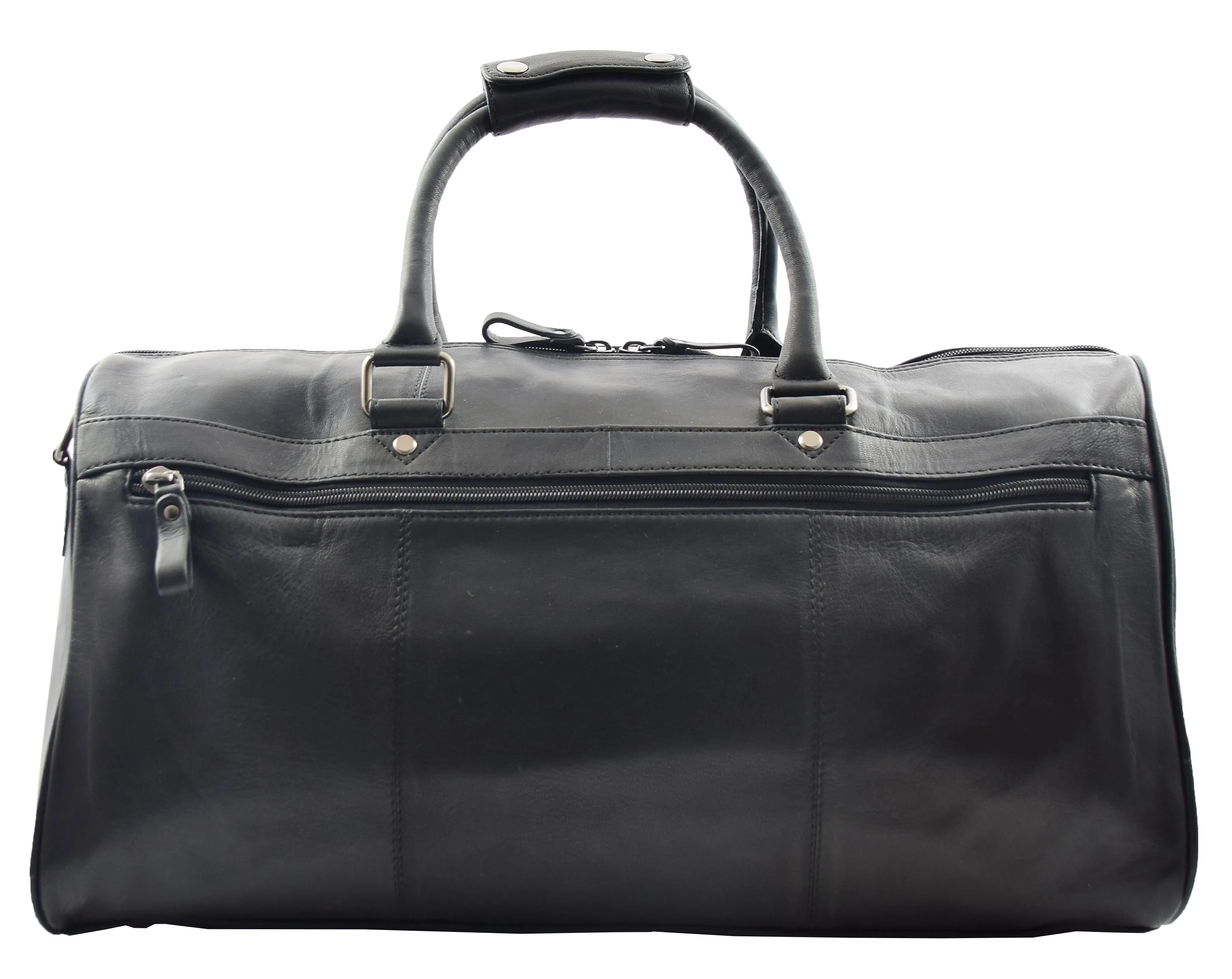 Genuine Leather Holdall Sports Weekend Travel Duffle Bag Miami Black