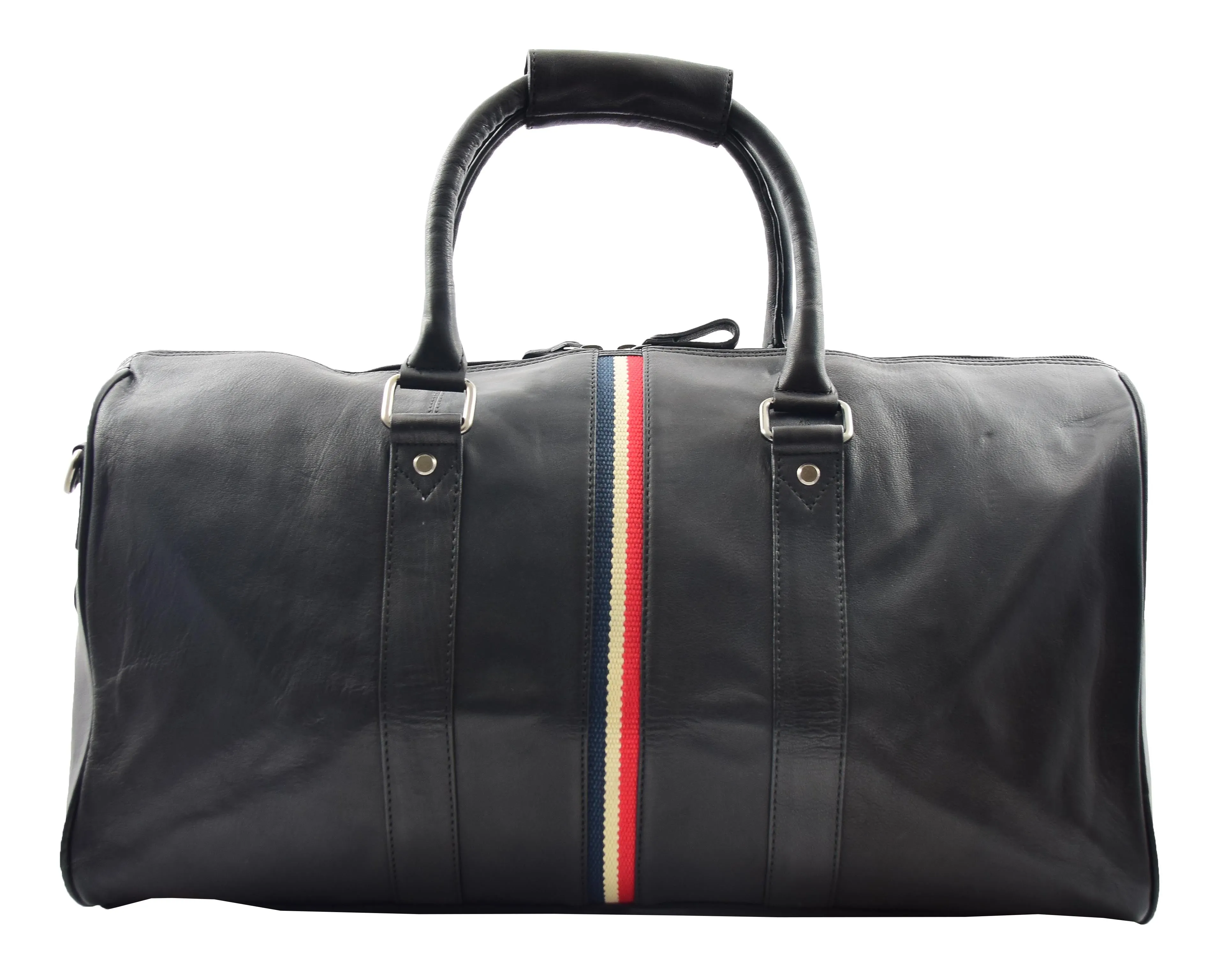 Genuine Leather Holdall Sports Weekend Travel Duffle Bag Miami Black