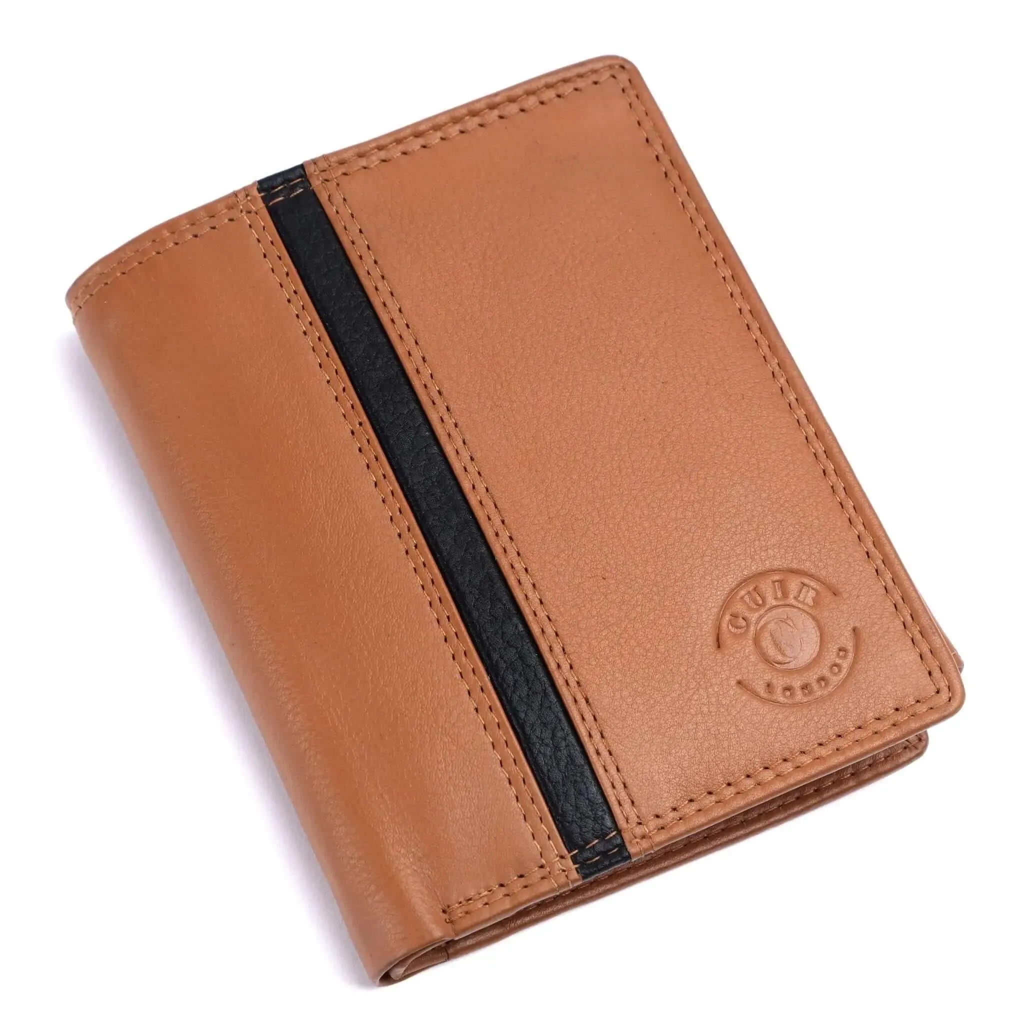 Genuine Light Brown RFID Wallet for Men | Buff and Cow Leather | 6 Pockets