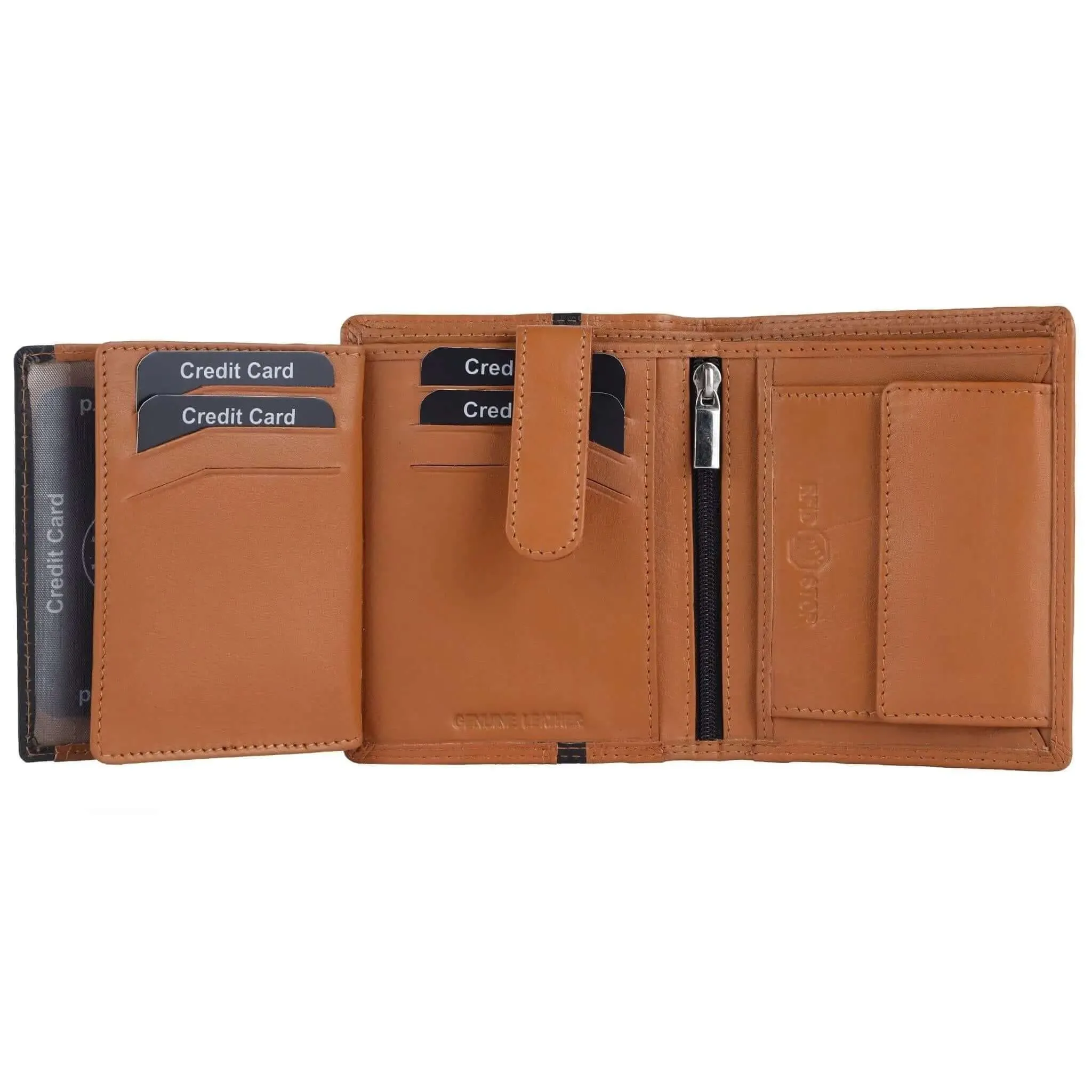 Genuine Light Brown RFID Wallet for Men | Buff and Cow Leather | 6 Pockets