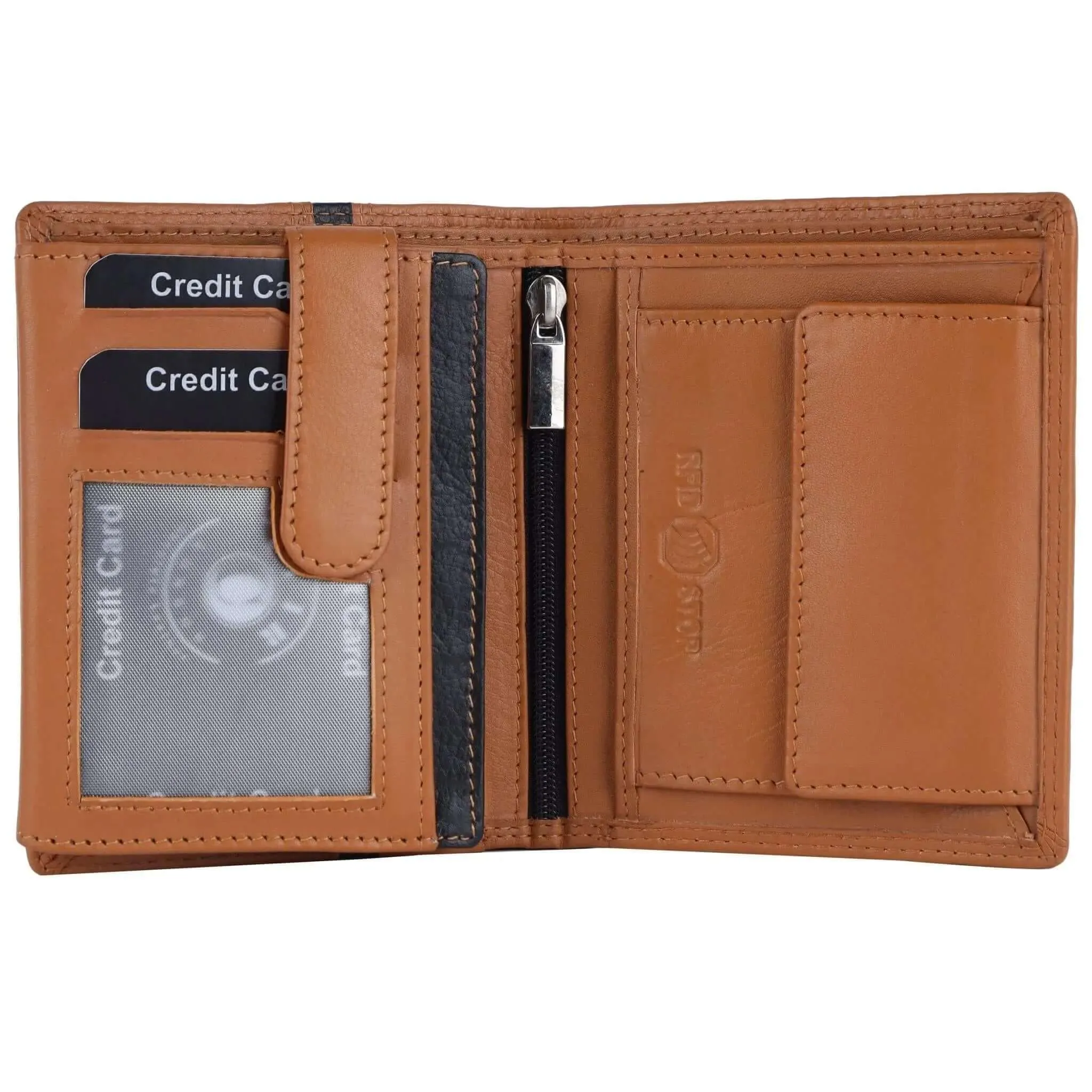 Genuine Light Brown RFID Wallet for Men | Buff and Cow Leather | 6 Pockets