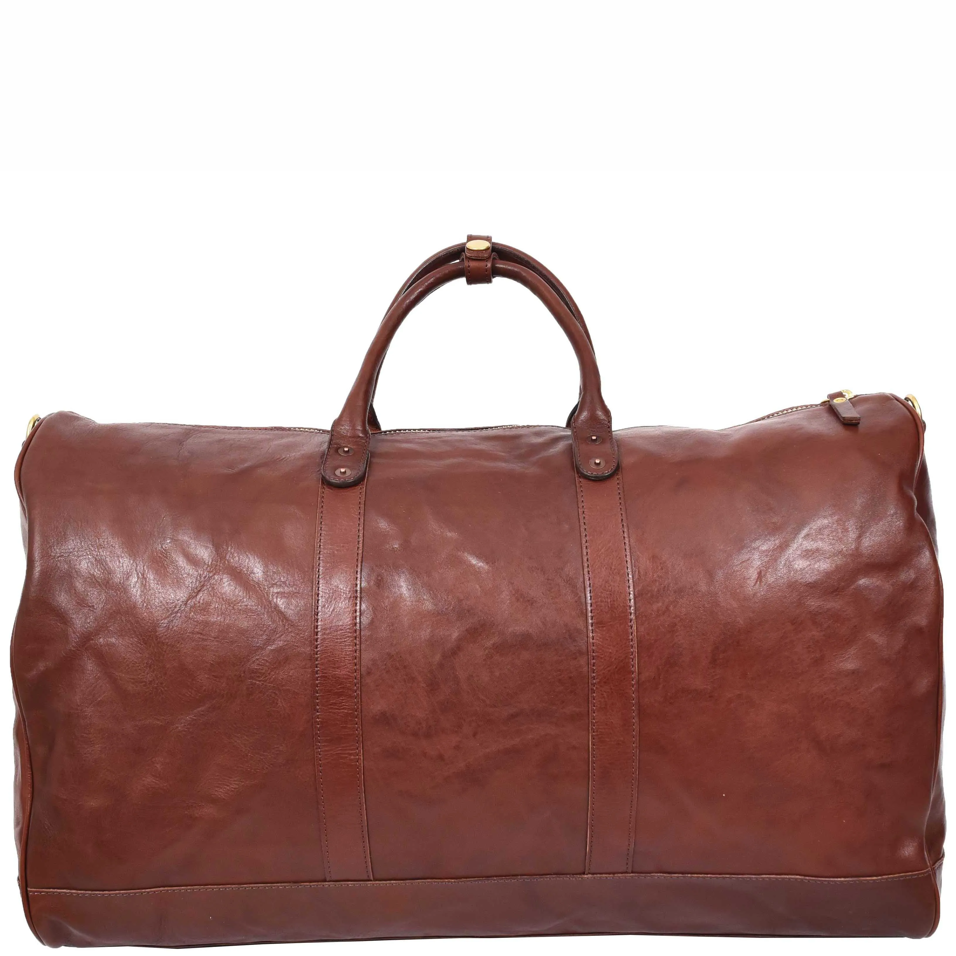 Genuine Veg Tan Leather Holdall Travel Duffle Weekender Bag Roam Brown