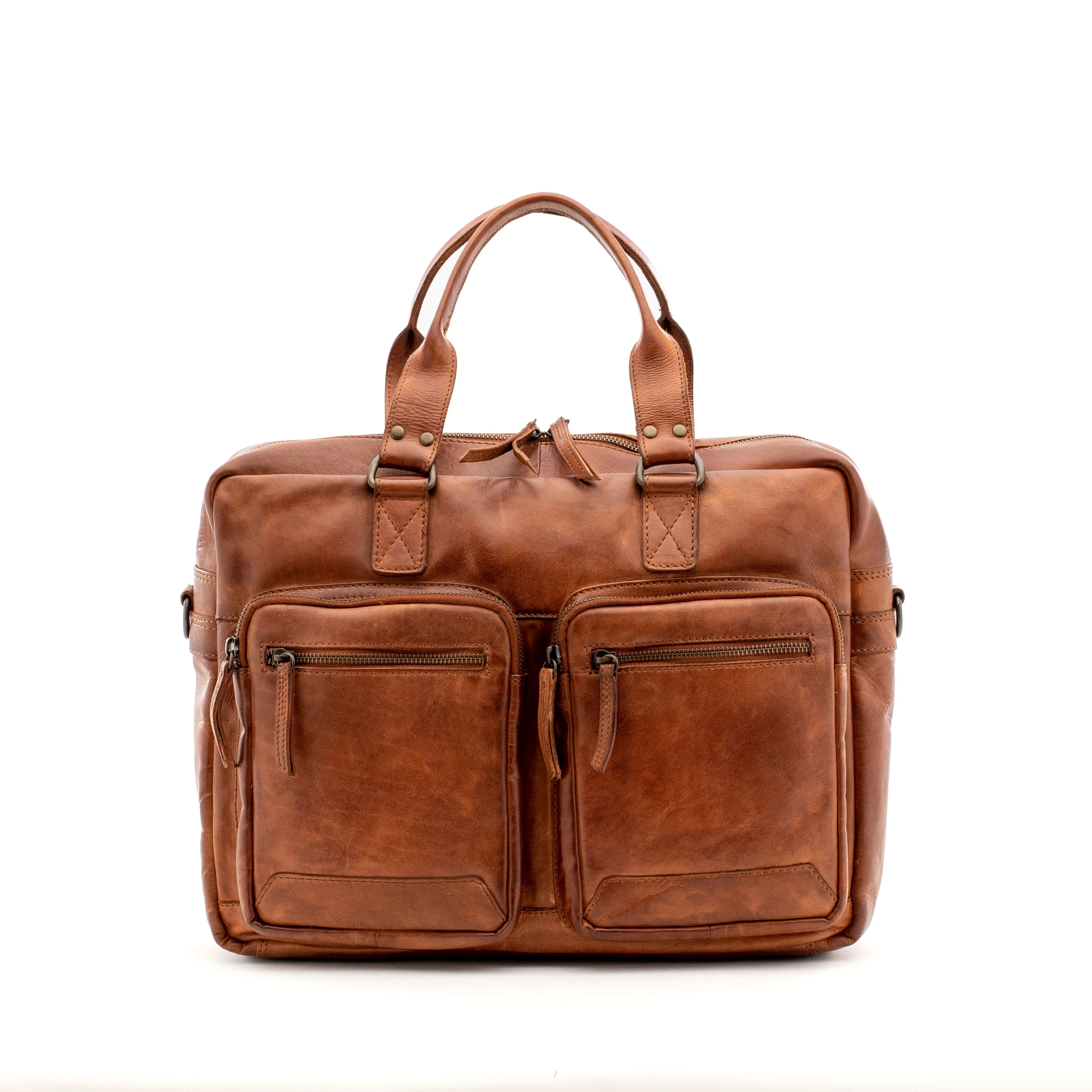 Gianni Conti Ronda Vintage Cognac Leather Briefcase