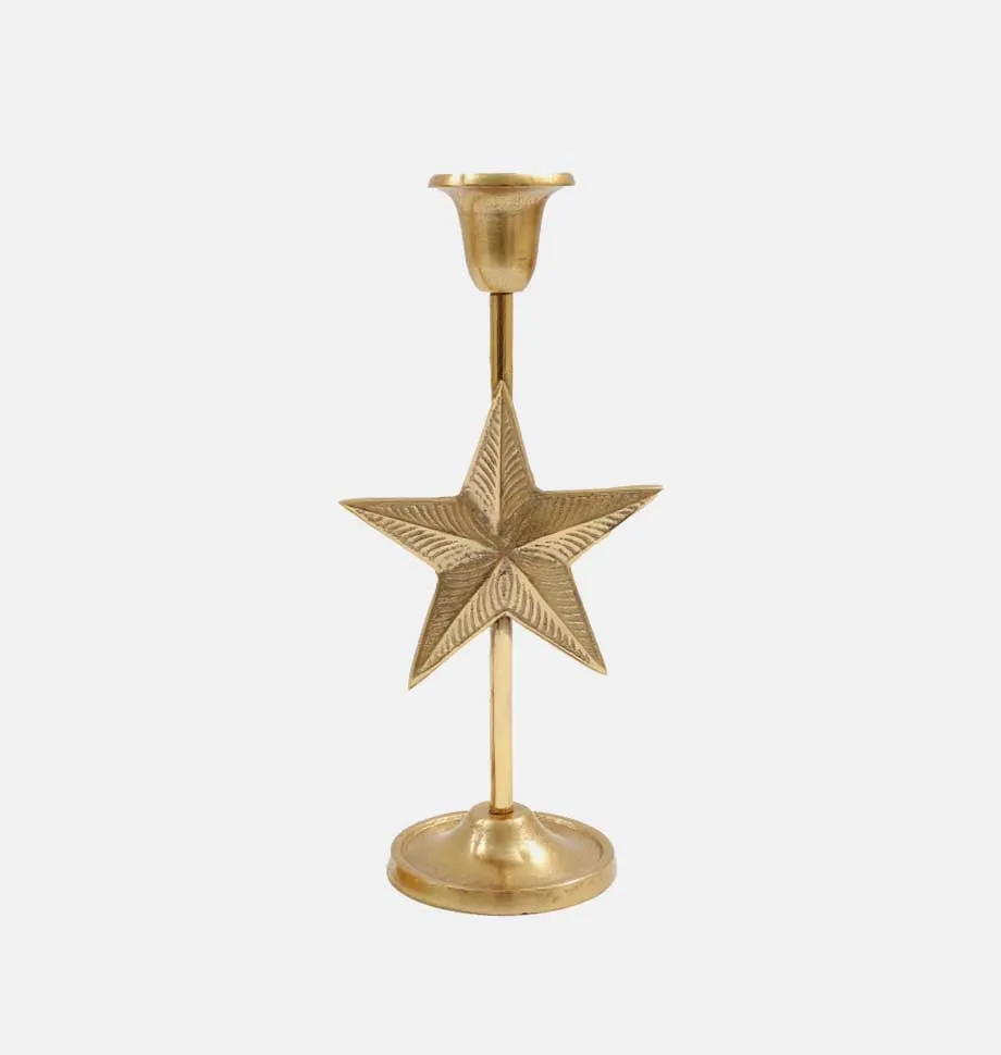 Gold Christmas Candlestick Holder