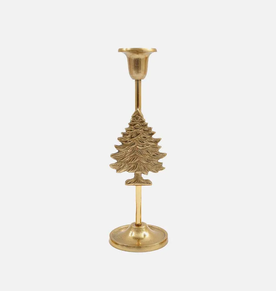 Gold Christmas Candlestick Holder