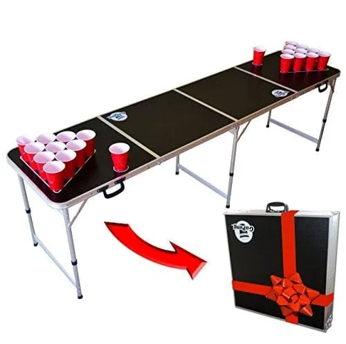 GoPong 8-Foot Portable Folding Beer Pong / Flip Cup Table (6 Balls Included)