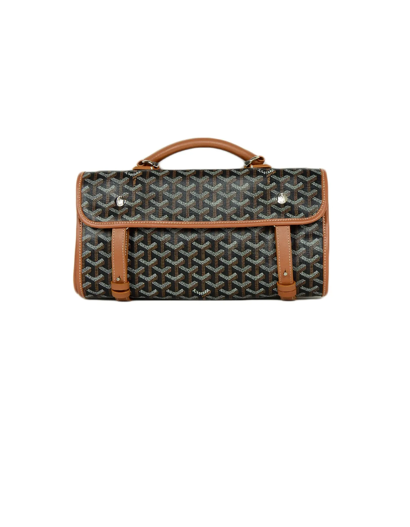 Goyard Black Tan Canvas Goyardine Saint-Leger Briefcase Backpack Bag