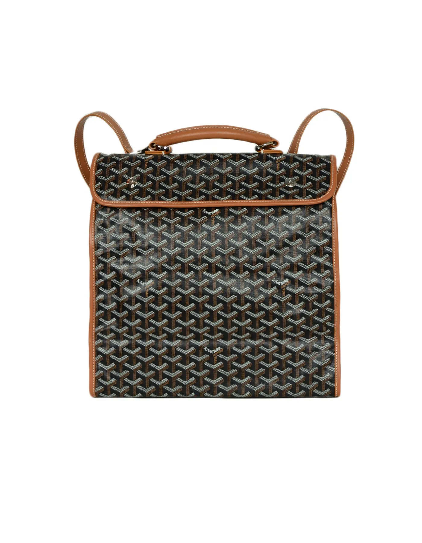 Goyard Black Tan Canvas Goyardine Saint-Leger Briefcase Backpack Bag