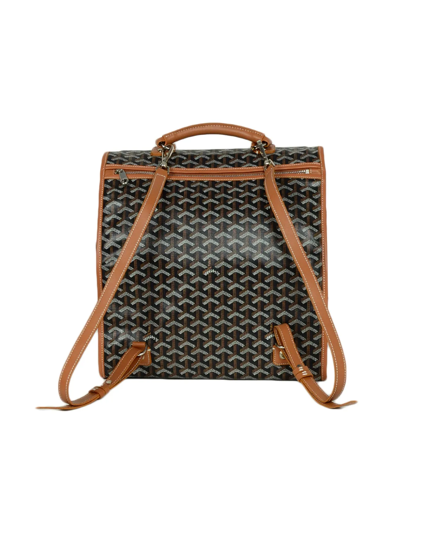 Goyard Black Tan Canvas Goyardine Saint-Leger Briefcase Backpack Bag