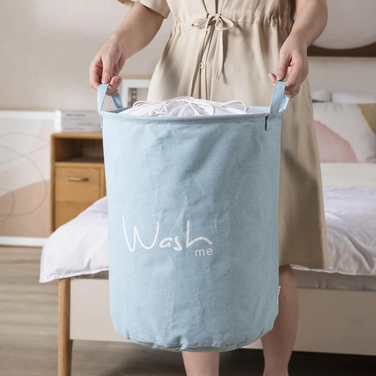 Grayish Blue Foldable Laundry Bag with Cover