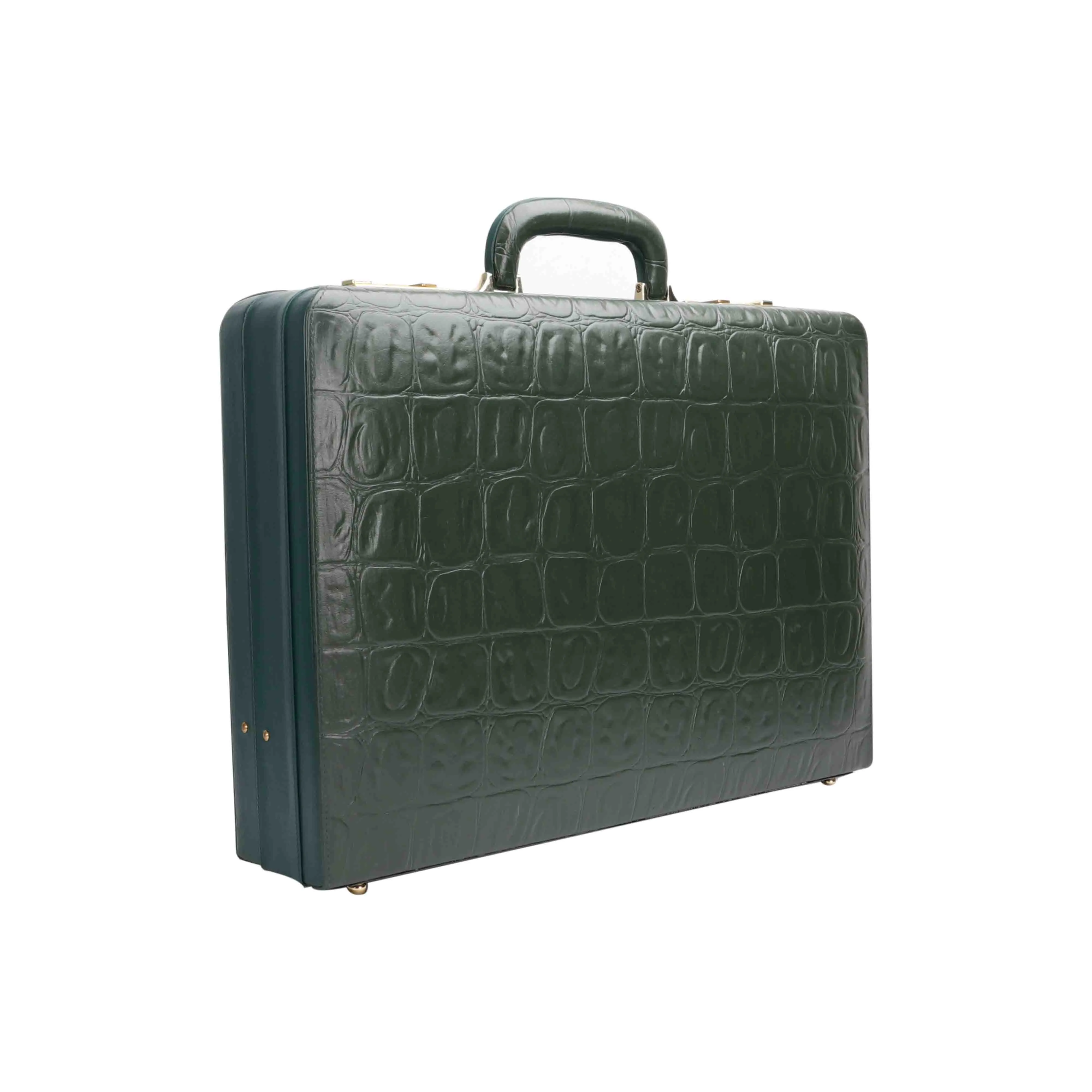 Great Dane Ruvido Double Lock- Genuine Leather Attaché | Briefcase | Advocate Briefcase | Security Briefcase  | Color : Green