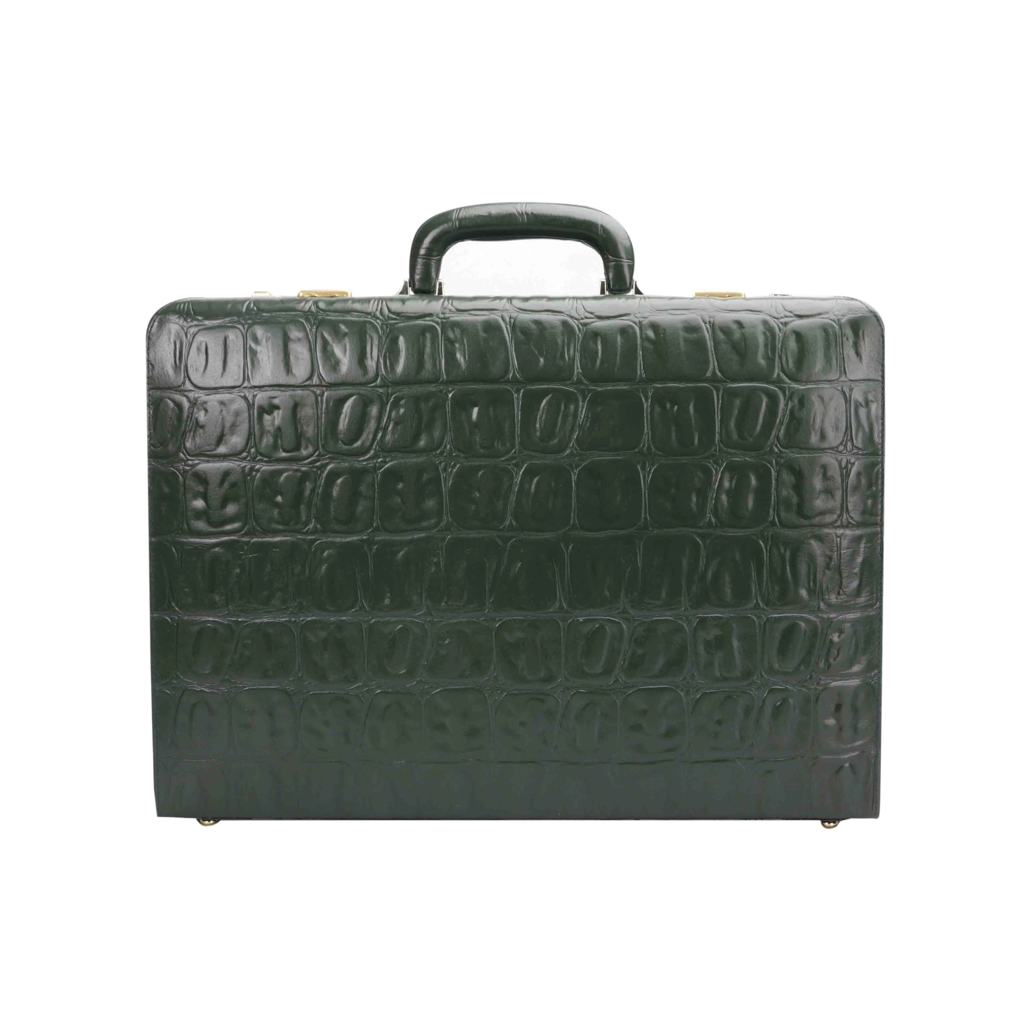 Great Dane Ruvido Double Lock- Genuine Leather Attaché | Briefcase | Advocate Briefcase | Security Briefcase  | Color : Green