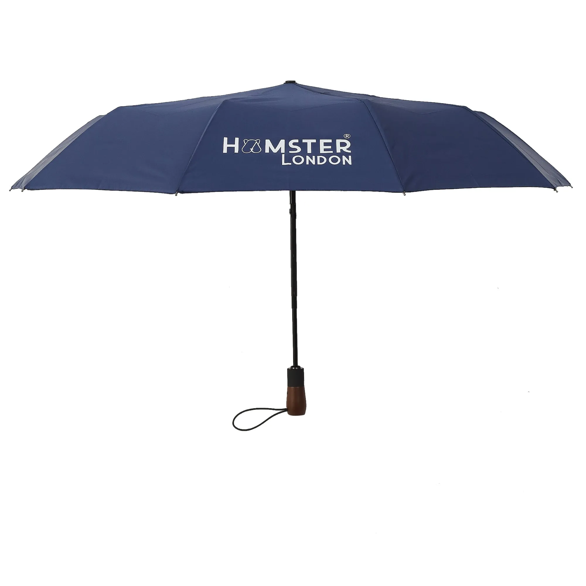 Hamster London Wooden Automatic Open & Close Pocket Folding Umbrella (Blue)