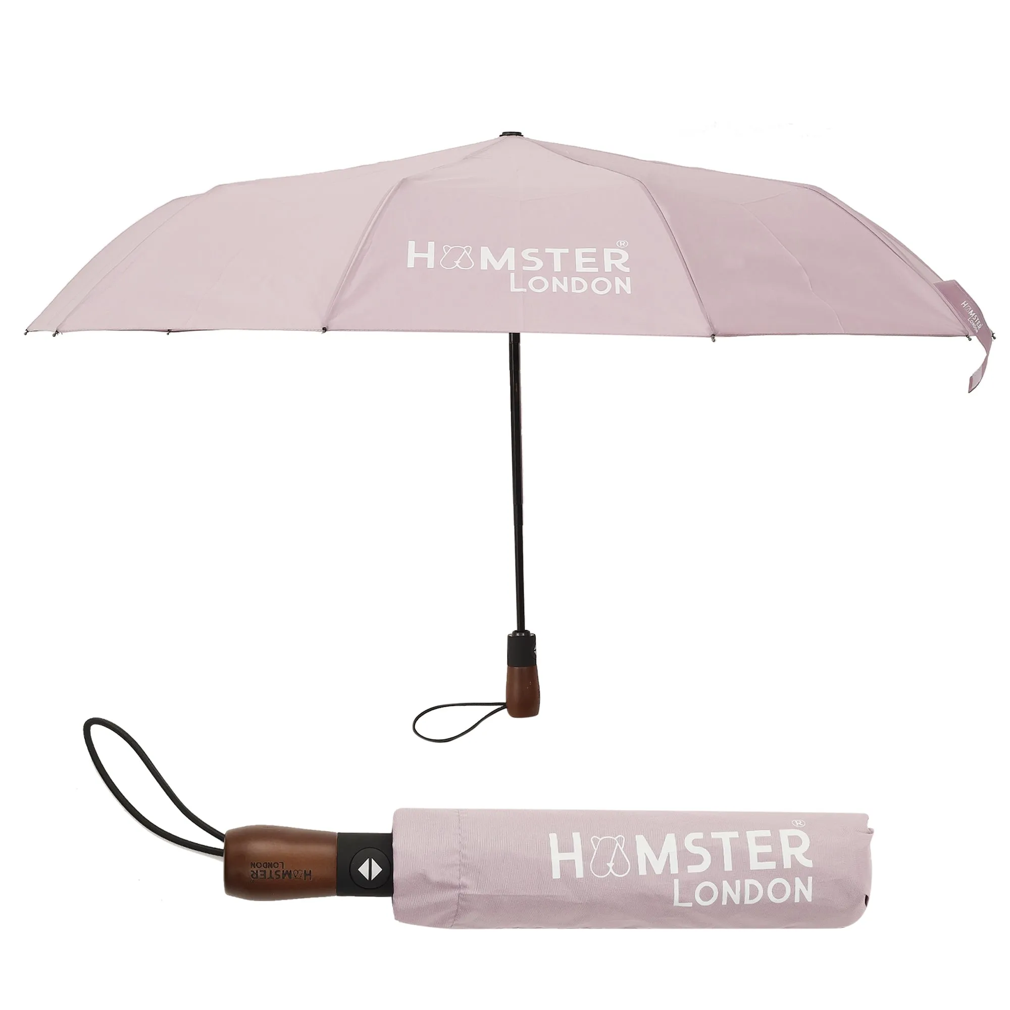 Hamster London Wooden Automatic Open & Close Pocket Folding Umbrella (Light Purple)