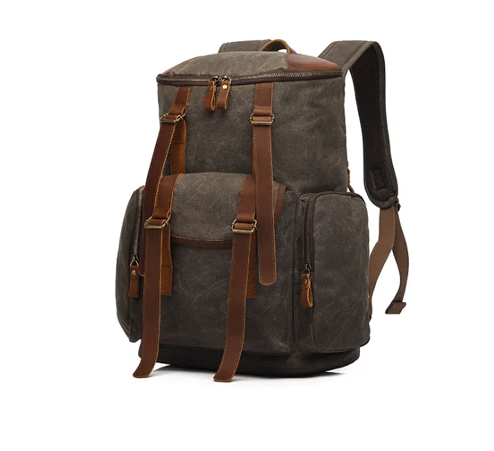 Handmade Canvas Backpack Waterproof Rucksacks Travel Backpack for Men