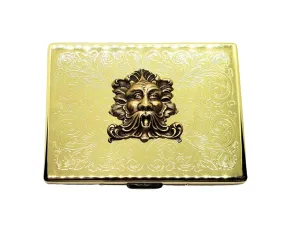 Handmade Gold Embossed Green Man God Of Nature Cigarette Case