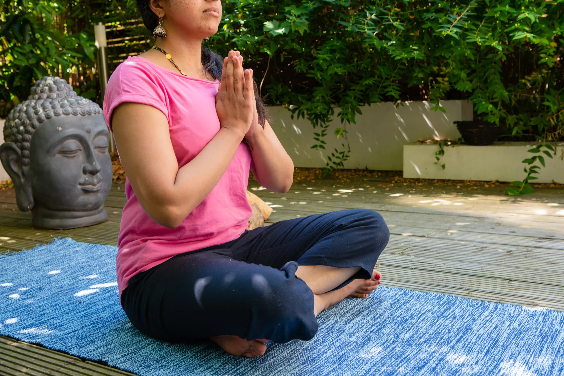 Handmade Yoga Mat Blue Organic Cotton