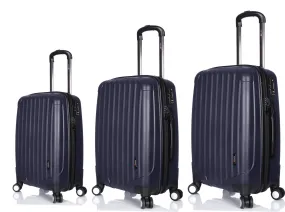 Hard Shell Suitcase Set of 3 Navy Blue Luggage X® 4 Double Spinner Wheels