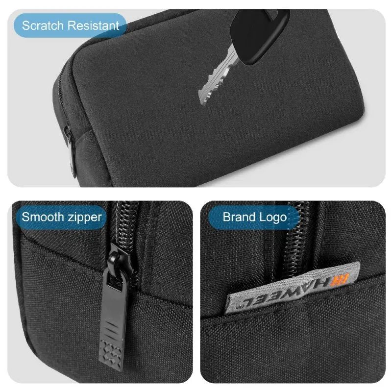 HAWEEL Electronics Organizer Storage Bag for Charger, Power Bank, Cables, Mouse, Earphones, Size: L Black