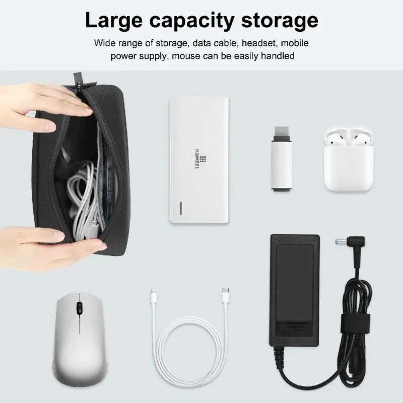 HAWEEL Electronics Organizer Storage Bag for Charger, Power Bank, Cables, Mouse, Earphones, Size: L Black