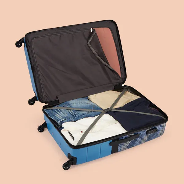 Himachal Chevron Blue Raahi Trolley Bag Combo (Cabin & Medium)