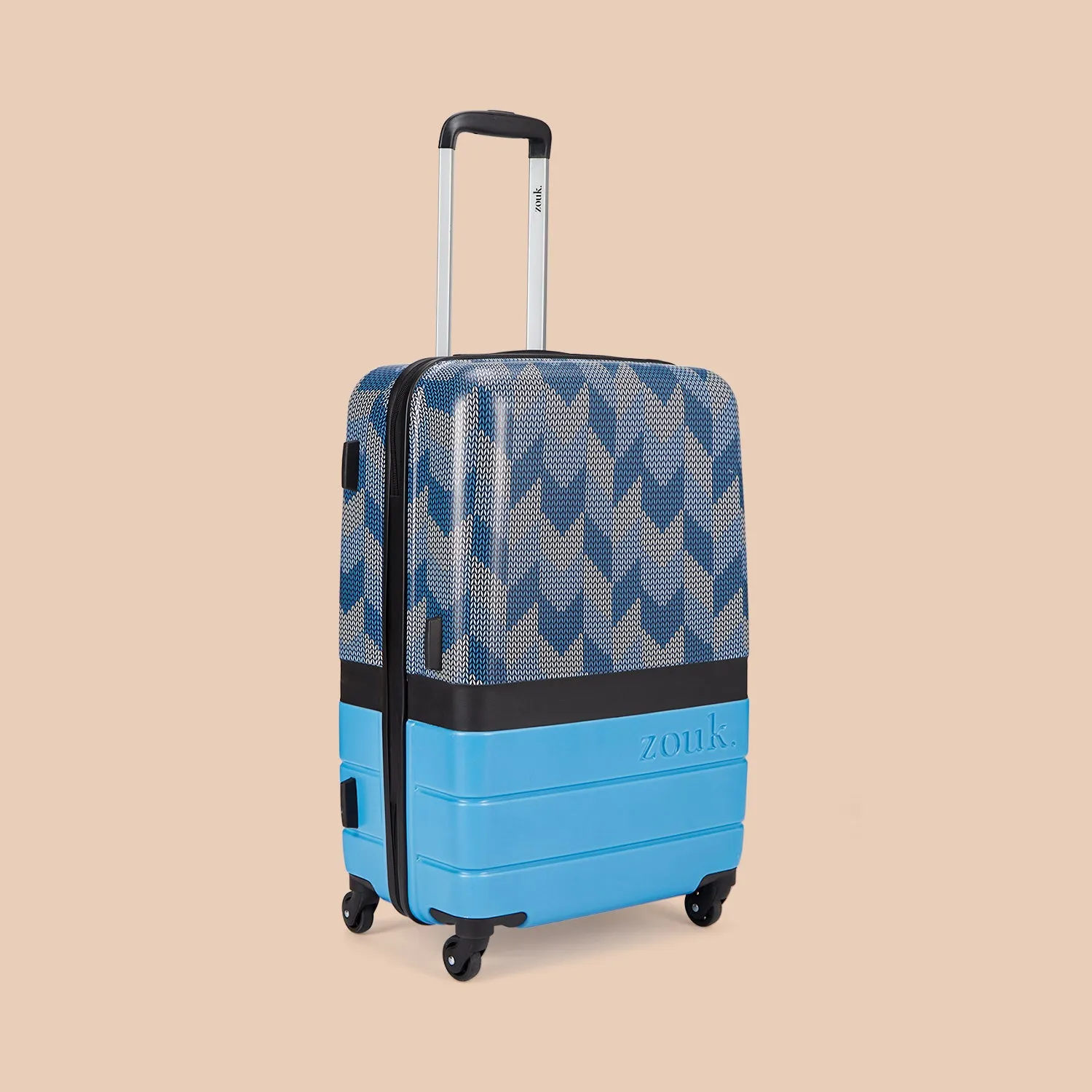 Himachal Chevron Blue Raahi Trolley Bag Combo (Cabin & Medium)