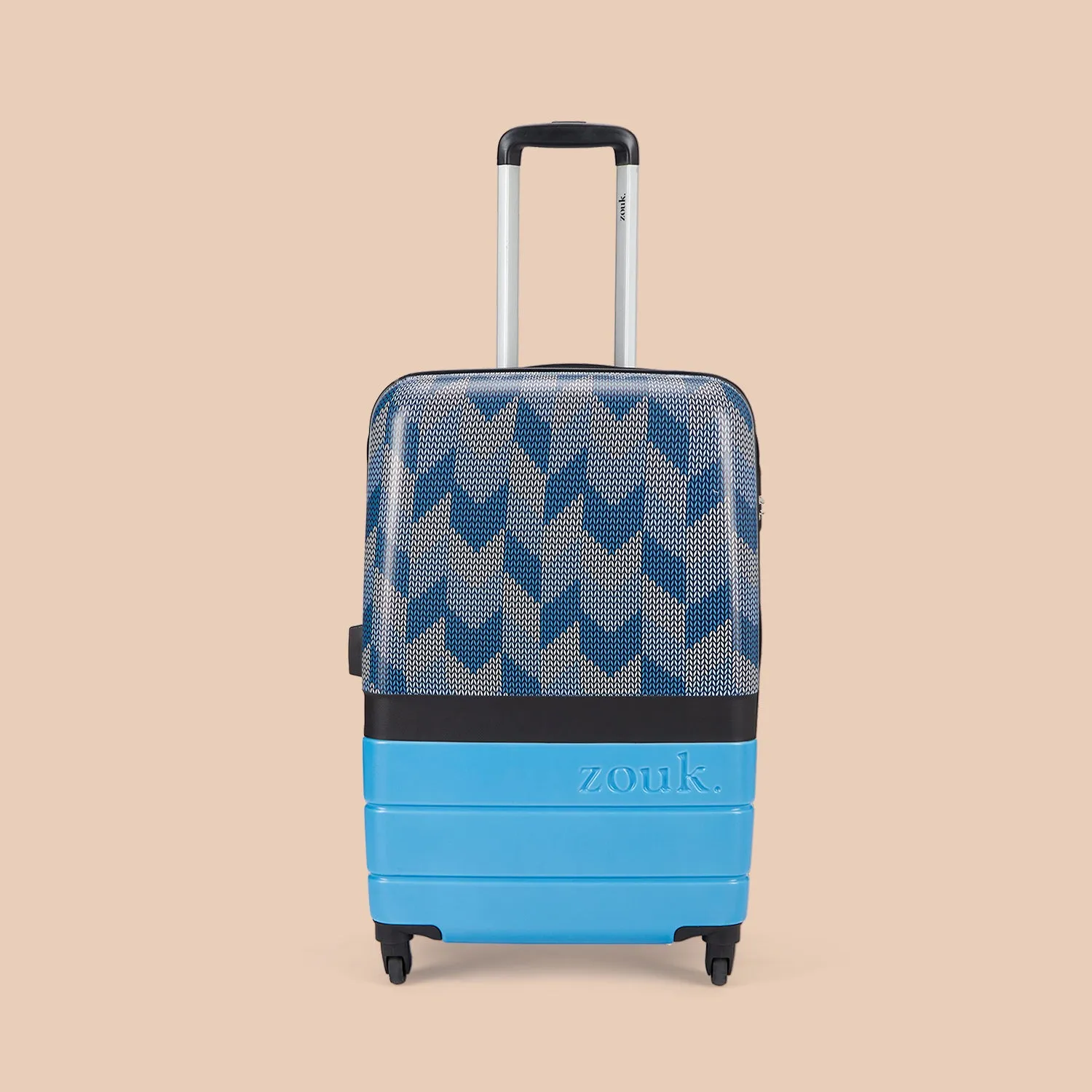 Himachal Chevron Blue Raahi Trolley Bag Combo (Cabin & Medium)