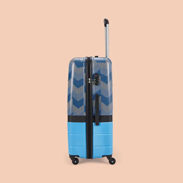 Himachal Chevron Blue Raahi Trolley Bag Combo (Cabin & Medium)